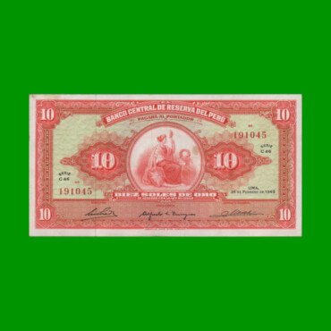 BILLETE DE PERU 10 SOLES, PICK 88, AÑO 1965, ESTADO EXCELENTE.-