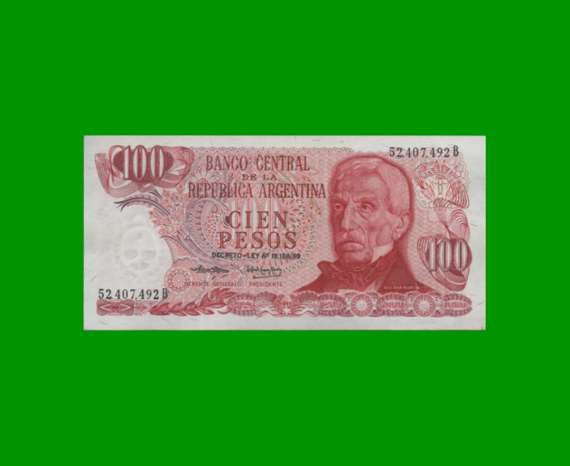 PESOS LEY 18.188 $100,00, BOT 2395, AÑO 1974, ESTADO EXCELENTE+ .-