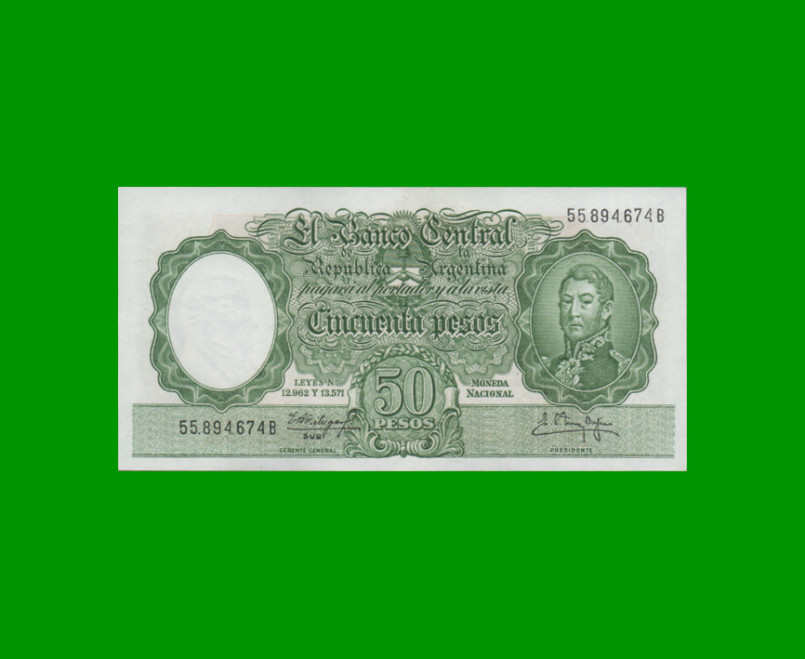 MONEDA NACIONAL $50,00, BOT 2004, AÑO 1961, ESTADO SIN CIRCULAR.-