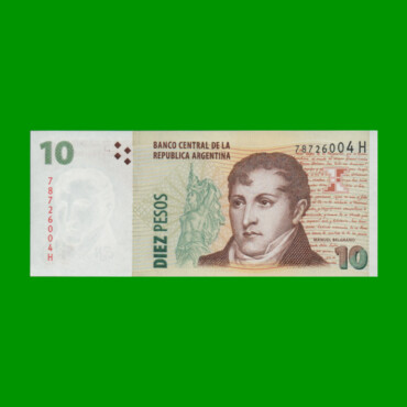 PESOS CONVERTIBLES 2do DISEÑO $10,00, BOT 3426, AÑO 2007, ESTADO SIN CIRCULAR.-