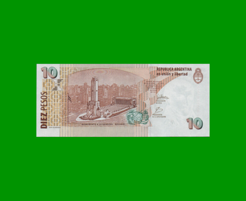 PESOS CONVERTIBLES 2do DISEÑO $10,00, BOT 3429, AÑO 2008, ESTADO SIN CIRCULAR.- - Imagen 2