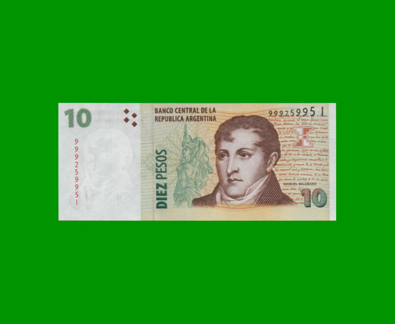 PESOS CONVERTIBLES 2do DISEÑO $10,00, BOT 3429, AÑO 2008, ESTADO SIN CIRCULAR.-