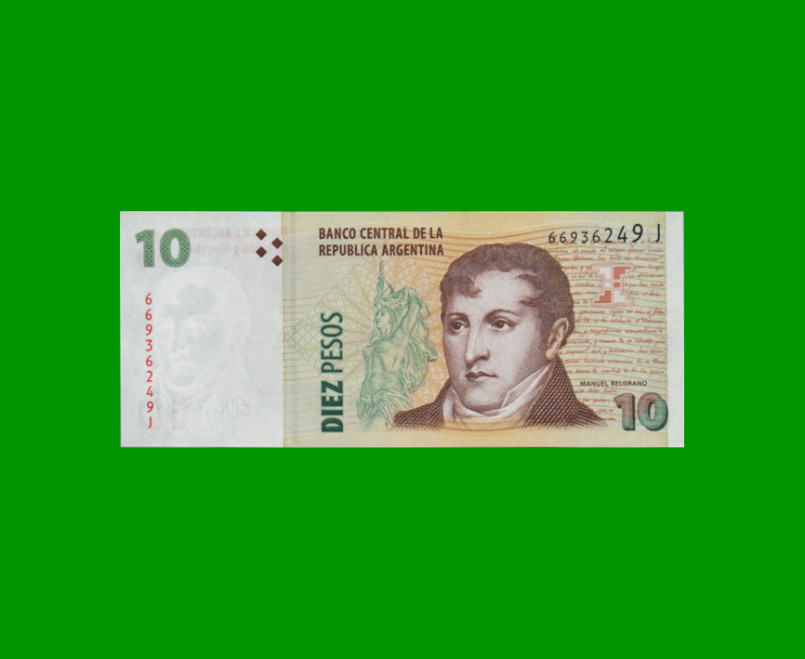 PESOS CONVERTIBLES 2do DISEÑO $10,00, BOT 3431a, AÑO 2009, ESTADO SIN CIRCULAR.-