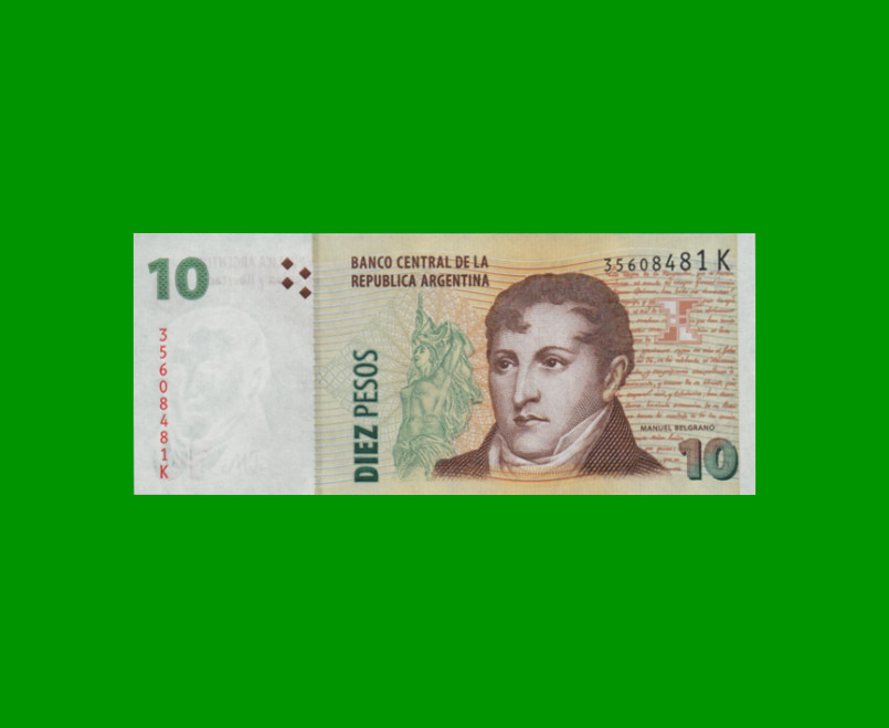 PESOS CONVERTIBLES 2do DISEÑO $10,00, BOT 3432a, AÑO 2009, ESTADO SIN CIRCULAR.-