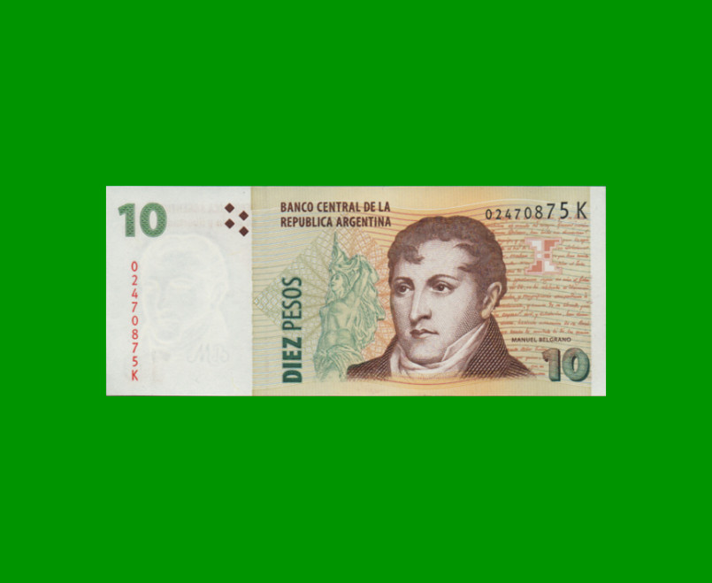 PESOS CONVERTIBLES 2do DISEÑO $10,00, BOT 3432b, AÑO 2009, ESTADO EXCELENTE.-