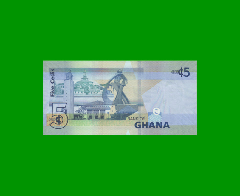 BILLETE DE GHANA 5 CEDIS,  PICK 46, AÑO 2019 ESTADO SIN CIRCULAR.- - Imagen 2