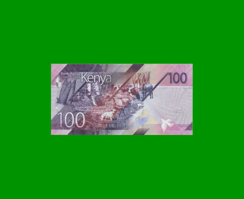 BILLETE DE KENYA 100 SHILINGI, PICK 53, AÑO 2019 ESTADO SIN CIRCULAR.- - Imagen 2