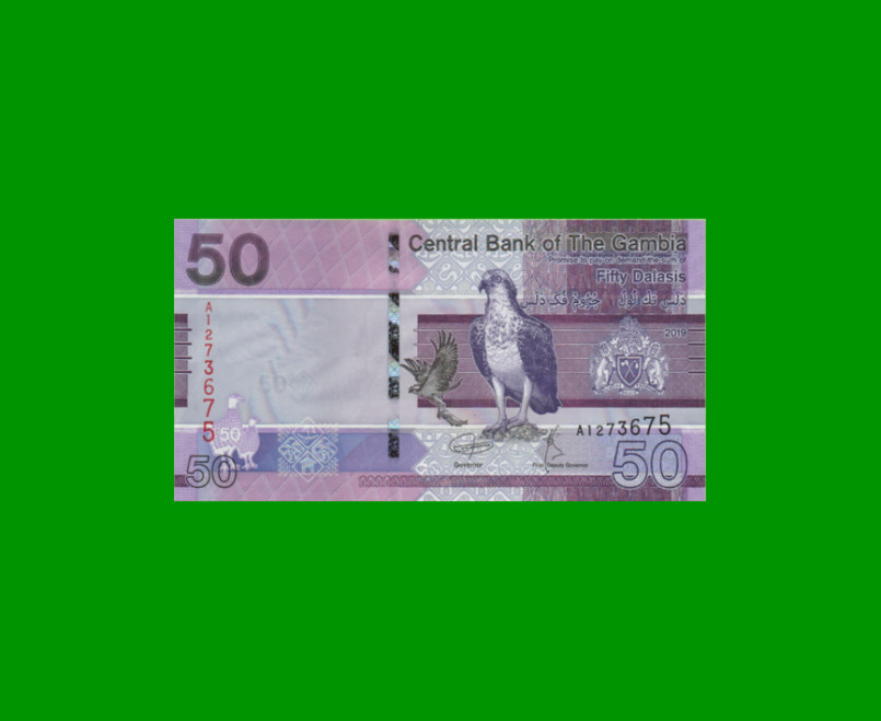 BILLETE DE GAMBIA 50 DALASIS, PICK 40, AÑO 2019 ESTADO SIN CIRCULAR.-