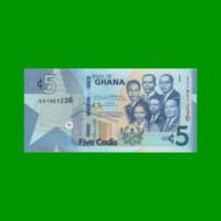 BILLETE DE GHANA 5 CEDIS,  PICK 46, AÑO 2019 ESTADO SIN CIRCULAR.-