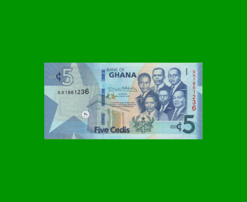 BILLETE DE GHANA 5 CEDIS,  PICK 46, AÑO 2019 ESTADO SIN CIRCULAR.-