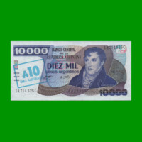 PESOS ARGENTINOS $10.000,00 RESELLADO A 10 AUSTRALES, BOT 2713, AÑO 1985, ESTADO EXCELENTE+.-