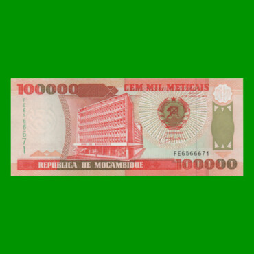 BILLETE DE MOZAMBIQUE 100.000 METICAIS, PICK 139, AÑO 1993 ESTADO SIN CIRCULAR.-