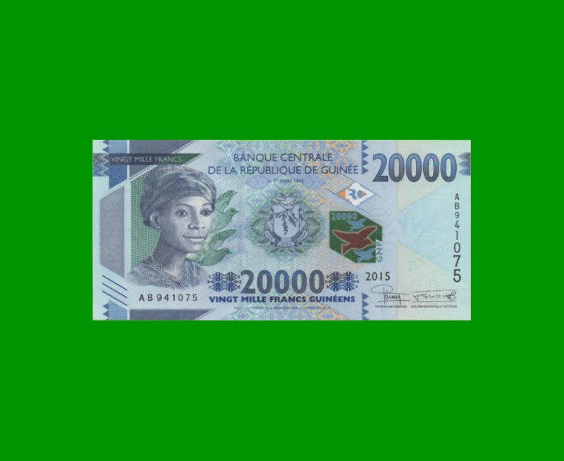 BILLETE DE GUINEA 20.000 FRANCOS, PICK 50, AÑO 2015 ESTADO SIN CIRCULAR.-