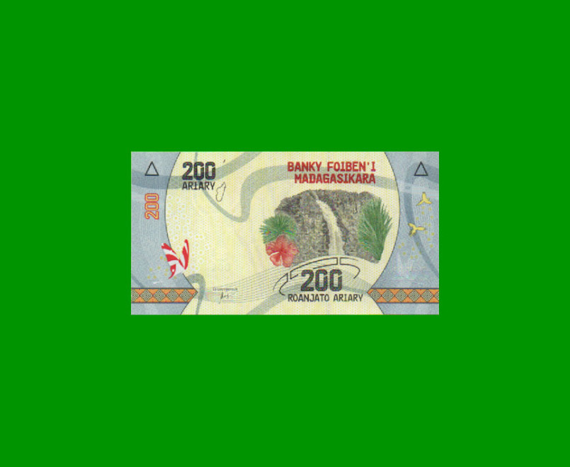 BILLETE DE MADAGASCAR 200 ARIARY, PICK 98, AÑO 2017 ESTADO SIN CIRCULAR.-