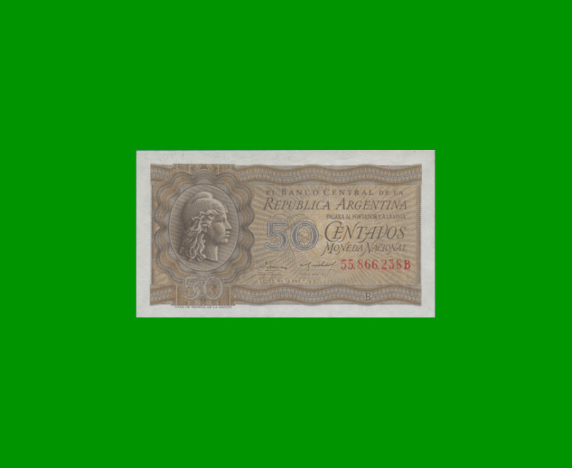 MONEDA NACIONAL 0,50 CTVOS, BOT 1906, AÑO 1955, ESTADO SIN CIRCULAR.-