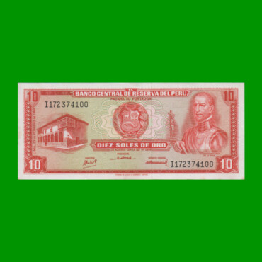 BILLETE DE PERU 10 SOLES, PICK 93, AÑO 1968, ESTADO EXCELENTE+.-