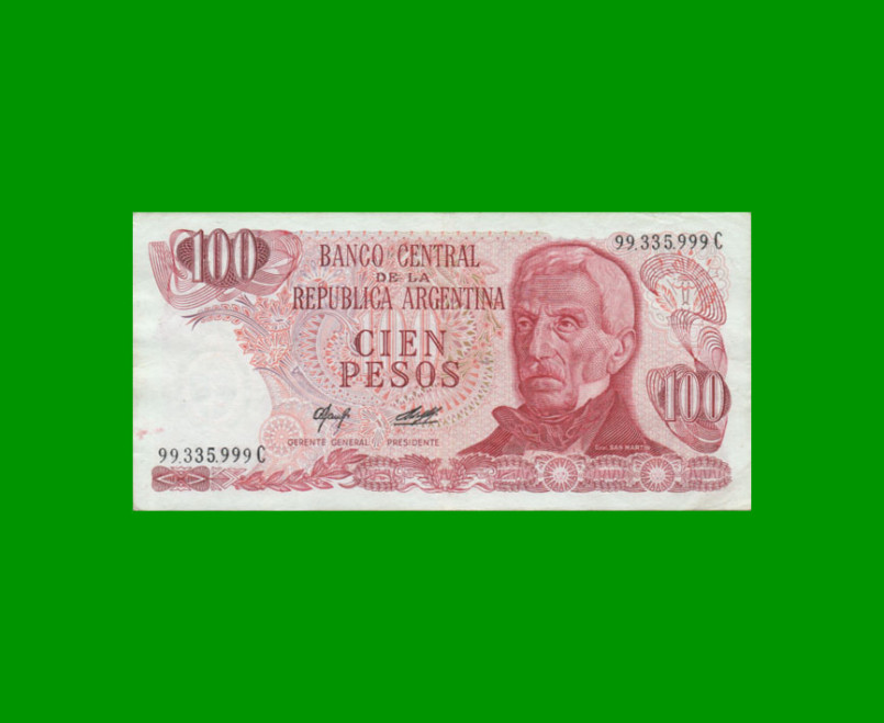 PESOS LEY 18.188 $100,00, BOT 2407, AÑO 1977, ESTADO EXCELENTE- .-