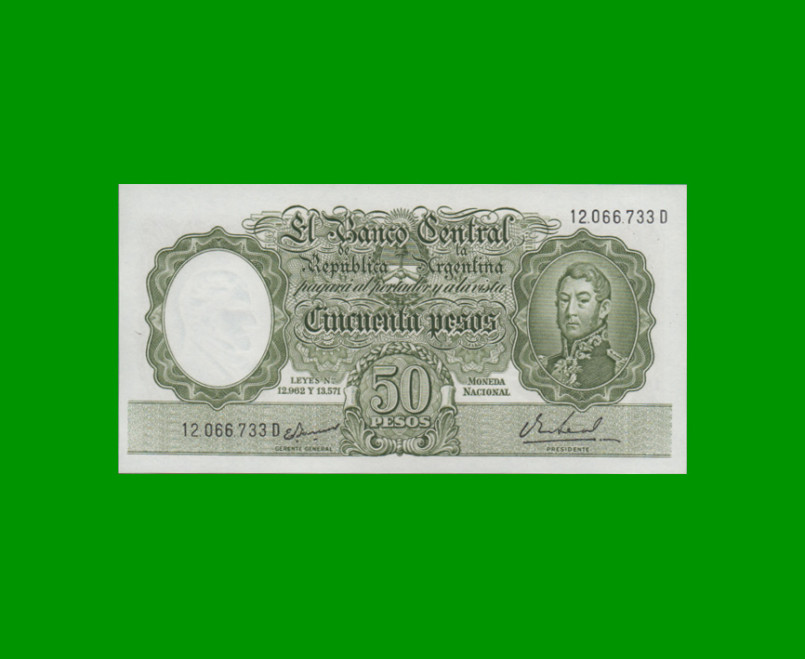 MONEDA NACIONAL $50,00, BOT 2024, AÑO 1967, ESTADO SIN CIRCULAR.-