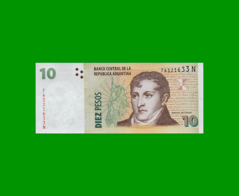 PESOS CONVERTIBLES 2do DISEÑO $10,00, BOT 3441, AÑO 2014, ESTADO SIN CIRCULAR.-