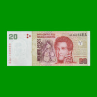 PESOS CONVERTIBLES 2do DISEÑO $20,00, BOT 3501, AÑO 1999, ESTADO SIN CIRCULAR.-