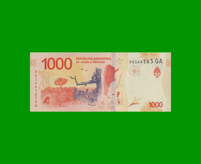 PESOS 3er DISEÑO $1.000,00, COL 6044, SERIE GA, ESTADO SIN CIRCULAR.- - Imagen 2