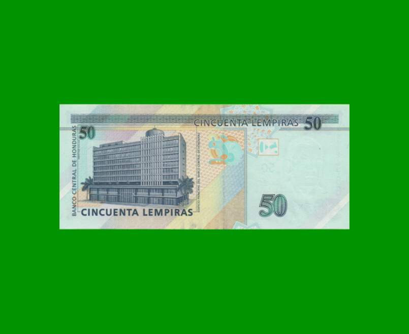 BILLETE DE HONDURAS 50 LEMPIRAS, PICK 101, AÑO 2014 ESTADO SIN CIRCULAR.- - Imagen 2