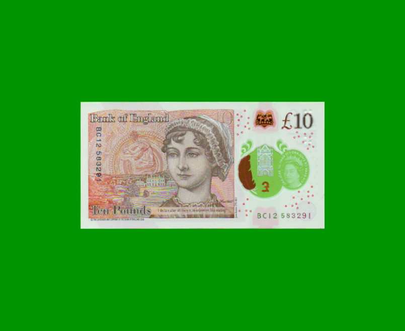 BILLETE DE INGLATERRA (GRAN BRETAÑA) 10 LIBRAS POLYMERO, PICK 395, AÑO 2016 ESTADO SIN CIRCULAR- - Imagen 2