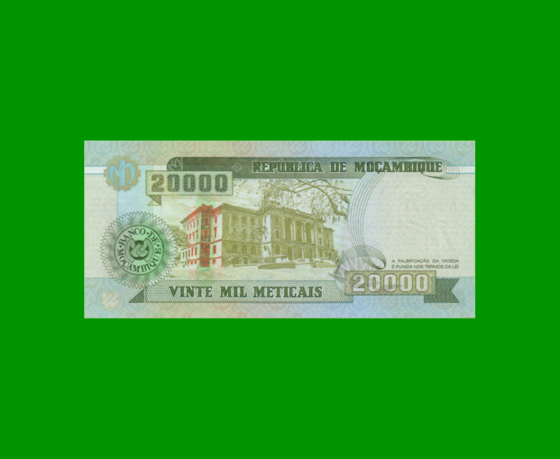 BILLETE DE MOZAMBIQUE 20.000 METICAIS, PICK 140, AÑO 1999 ESTADO SIN CIRCULAR.- - Imagen 2