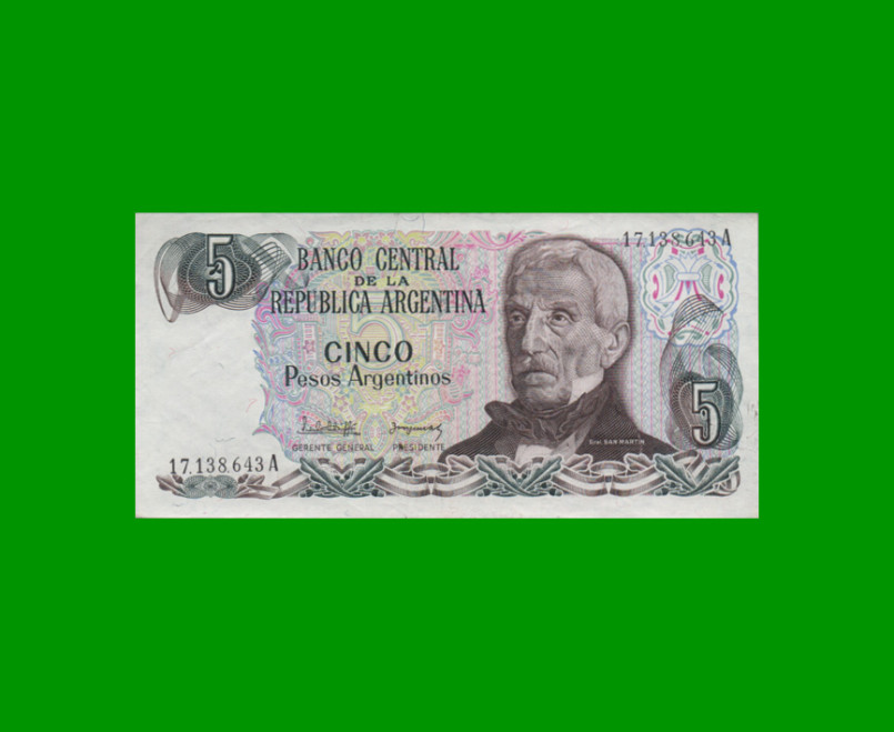 PESOS ARGENTINOS $5,00, BOT 2607, AÑO 1983, ESTADO EXCELENTE.-