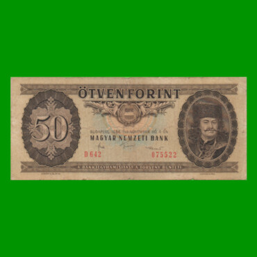 BILLETE DE HUNGRIA 50 FORINT, PICK 170g, AÑO 1986 ESTADO BUENO.-