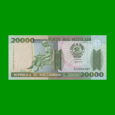 BILLETE DE MOZAMBIQUE 20.000 METICAIS, PICK 140, AÑO 1999 ESTADO SIN CIRCULAR.-