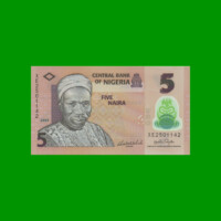 BILLETE DE NIGERIA 5 NAIRA, POLYMERO, PICK 38b, AÑO 2009 ESTADO SIN CIRCULAR.-