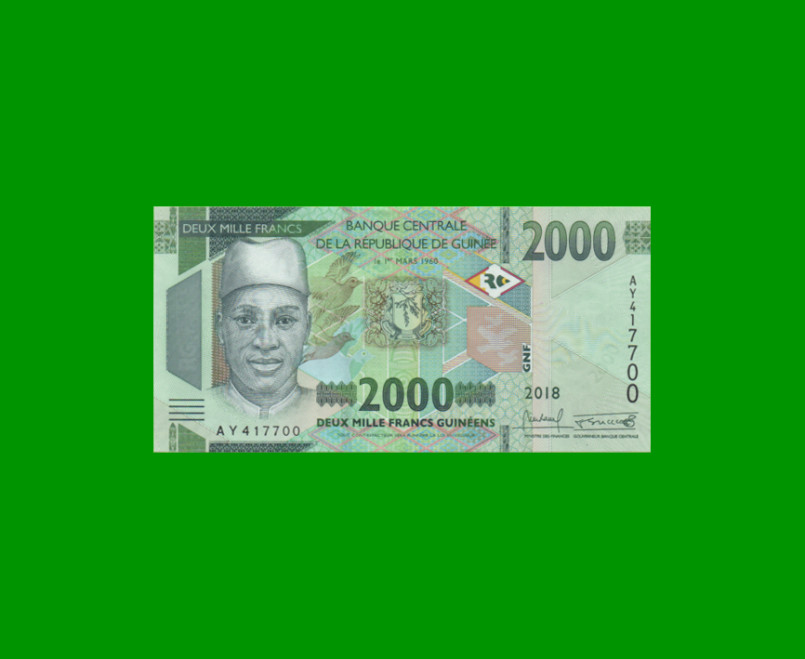 BILLETE DE GUINEA 2.000 FRANCOS, PICK NEW, AÑO 2018 ESTADO SIN CIRCULAR.-