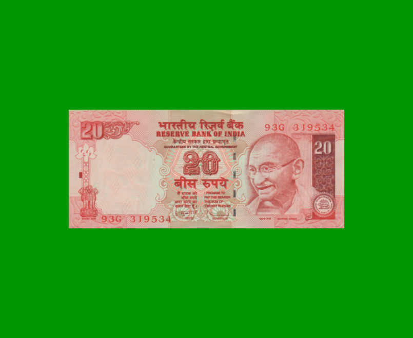 BILLETE DE INDIA 20 RUPIAS, PICK 96j, ESTADO SIN CIRCULAR.-