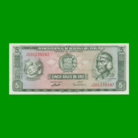 BILLETE DE PERU 5 SOLES, PICK 99c, AÑO 1973, ESTADO EXCELENTE+ .-