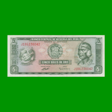 BILLETE DE PERU 5 SOLES, PICK 99c, AÑO 1973, ESTADO EXCELENTE+ .-