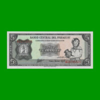 BILLETE DE PARAGUAY 5 GUARANIES, PICK 195b, ESTADO SIN CIRCULAR.-