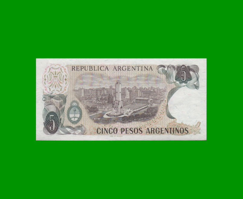 PESOS ARGENTINOS $5,00, BOT 2607, AÑO 1983, ESTADO EXCELENTE+ .- - Imagen 2