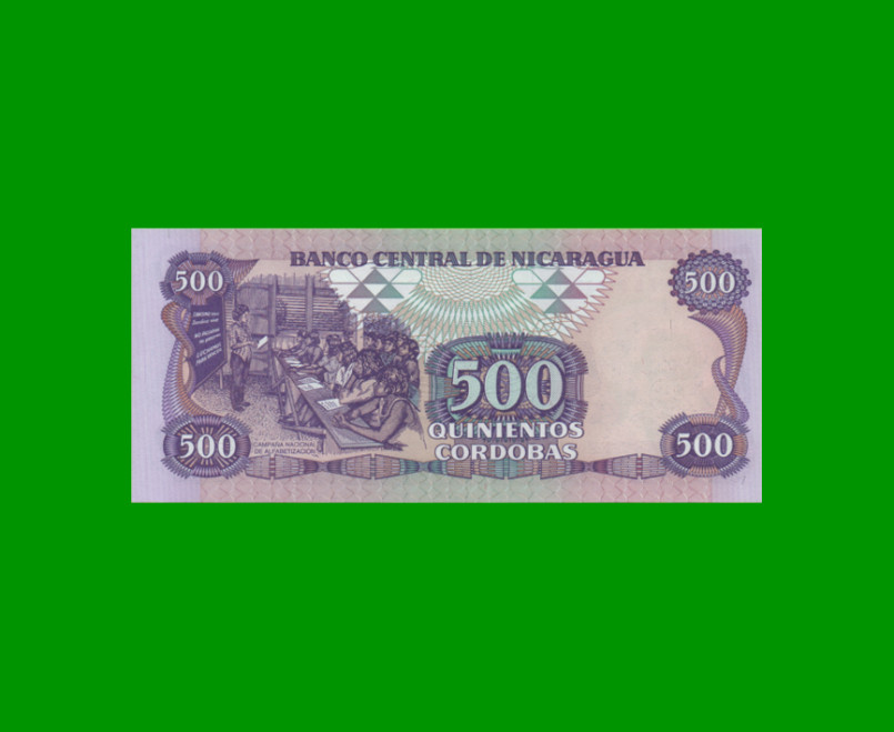 BILLETE DE NICARAGUA 500 CORDOBAS, PICK 155, ESTADO SIN CIRCULAR.- - Imagen 2