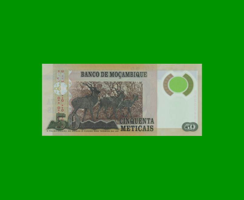 BILLETE DE MOZAMBIQUE 50 METICAIS, POLYMERO, PICK 150, AÑO 2011 ESTADO SIN CIRCULAR.- - Imagen 2