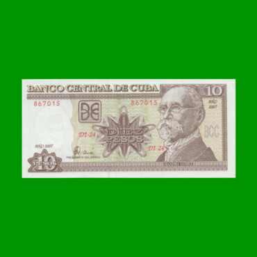 BILLETE DE CUBA $10,00 PICK 117i, AÑO 2007, ESTADO SIN CIRCULAR.-