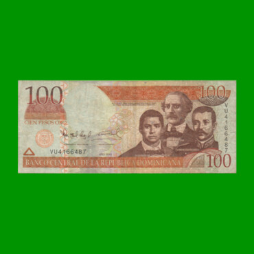 BILLETE DE REPUBLICA DOMINICANA $100,00 ORO PICK 177c, AÑO 2010 ESTADO BUENO+.-