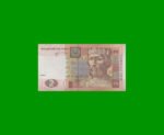BILLETE DE UCRANIA 2 HRYVEN, PICK 117d, AÑO 2013 ESTADO SIN CIRCULAR.-
