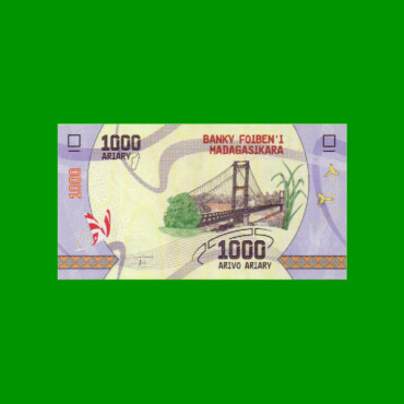 BILLETE DE MADAGASCAR 1.000 ARIARY, PICK 100, AÑO 2017 ESTADO SIN CIRCULAR.-