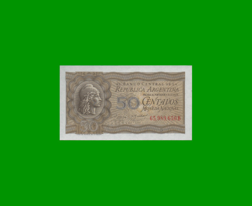 MONEDA NACIONAL 0,50 CTVOS, BOT 1907, AÑO 1956, ESTADO SIN CIRCULAR.-