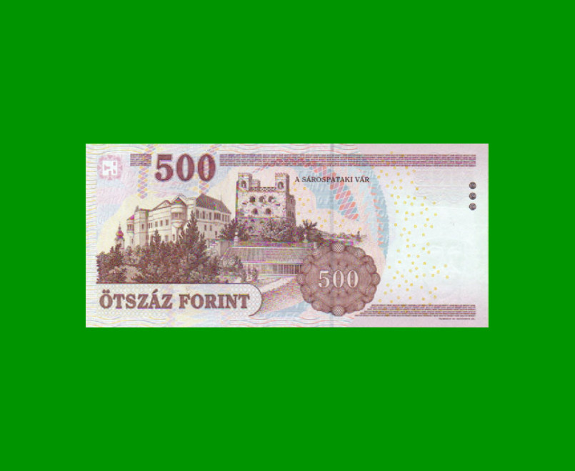 BILLETE DE HUNGRIA 500 FORINT, PICK 196c AÑO 2010 ESTADO SIN CIRCULAR.- - Imagen 2