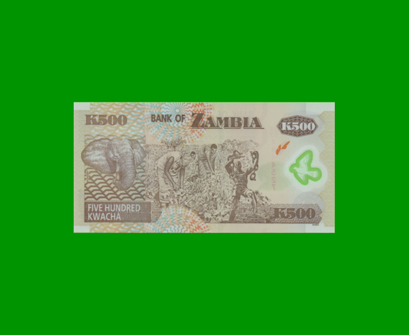 BILLETE DE ZAMBIA 500 KWACHA, POLYMERO, PICK 43g, AÑO 2009, ESTADO SIN CIRCULAR.- - Imagen 2