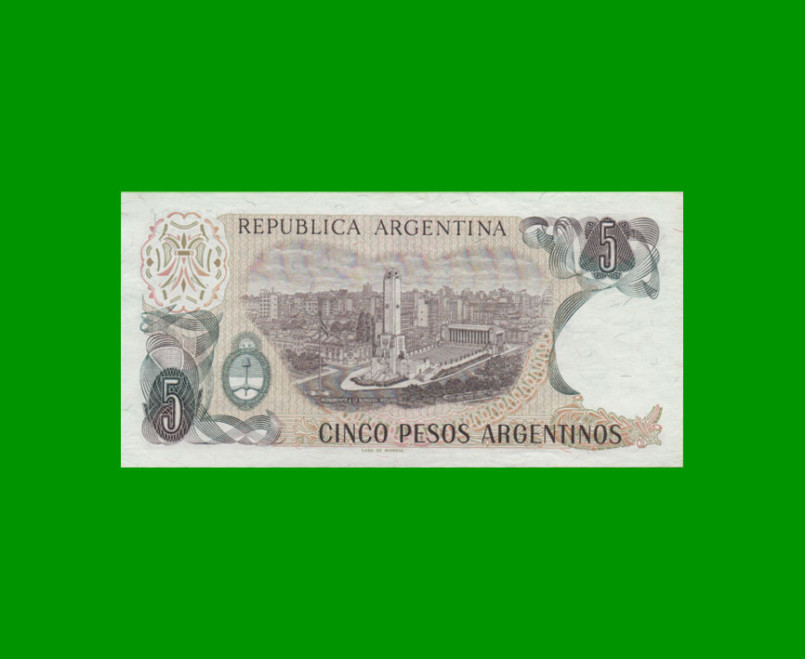 PESOS ARGENTINOS $5,00, BOT 2607, AÑO 1983, ESTADO SIN CIRCULAR.- - Imagen 2