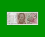 BILLETE DE AUSTRALES, 5 AUSTRALES, BOT 2811, AÑO 1986, ESTADO SIN CIRCULAR.-