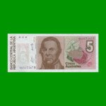 BILLETE DE AUSTRALES, 5 AUSTRALES, BOT 2811, AÑO 1986, ESTADO SIN CIRCULAR.-